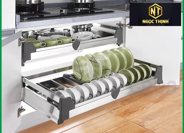 KỆ ĐỰNG BÁT ĐĨA ĐA NĂNG INOX HỘP (LẮP ÂM TỦ) tại Bến Sắn